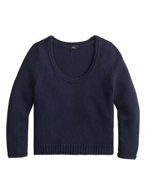 J. Crew Navy Scoop Neck Cotton Knit Sweater